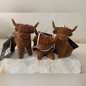 Brown Highland Cow Velvet Flocked Christmas Tree Ornaments Viral Htf